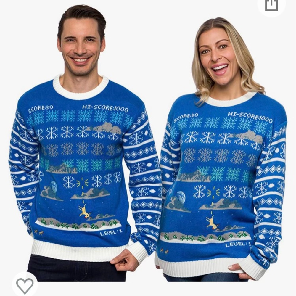 NWT Funziez Unisex Blue Hanukkah Seasonal Ugly Sweaters, Size Medium & XS